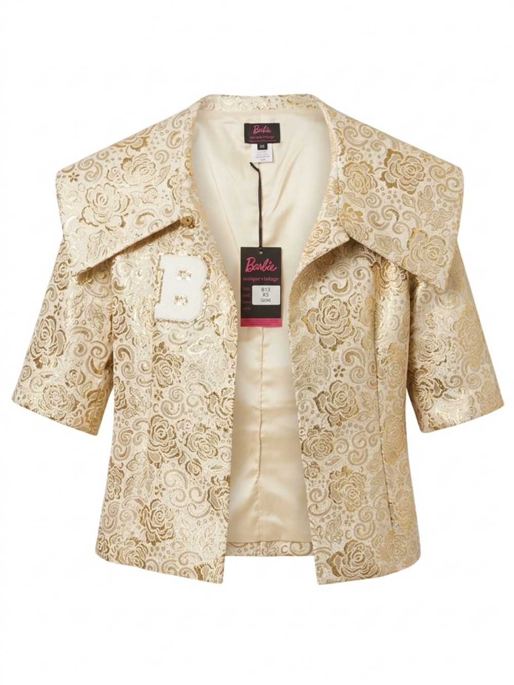 Unique Vintage Gold Floral Brocade Cropped Jacket ALTERED